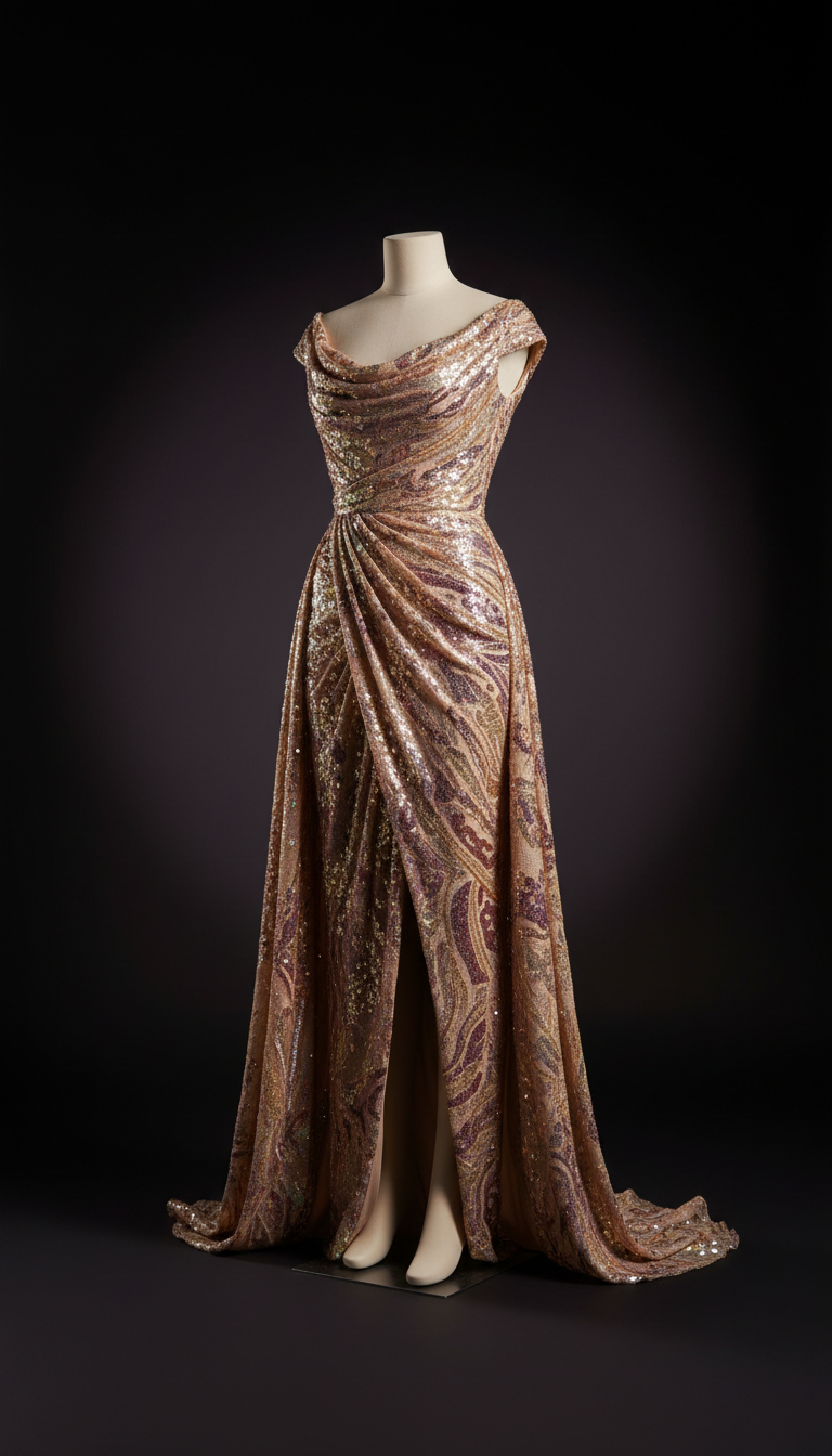 Opal Highlight Draped Evening Dress